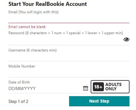 Real Bookie Sign Up